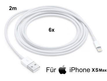 6x iPhone XS Max Lightning auf USB Kabel 2m Ladekabel